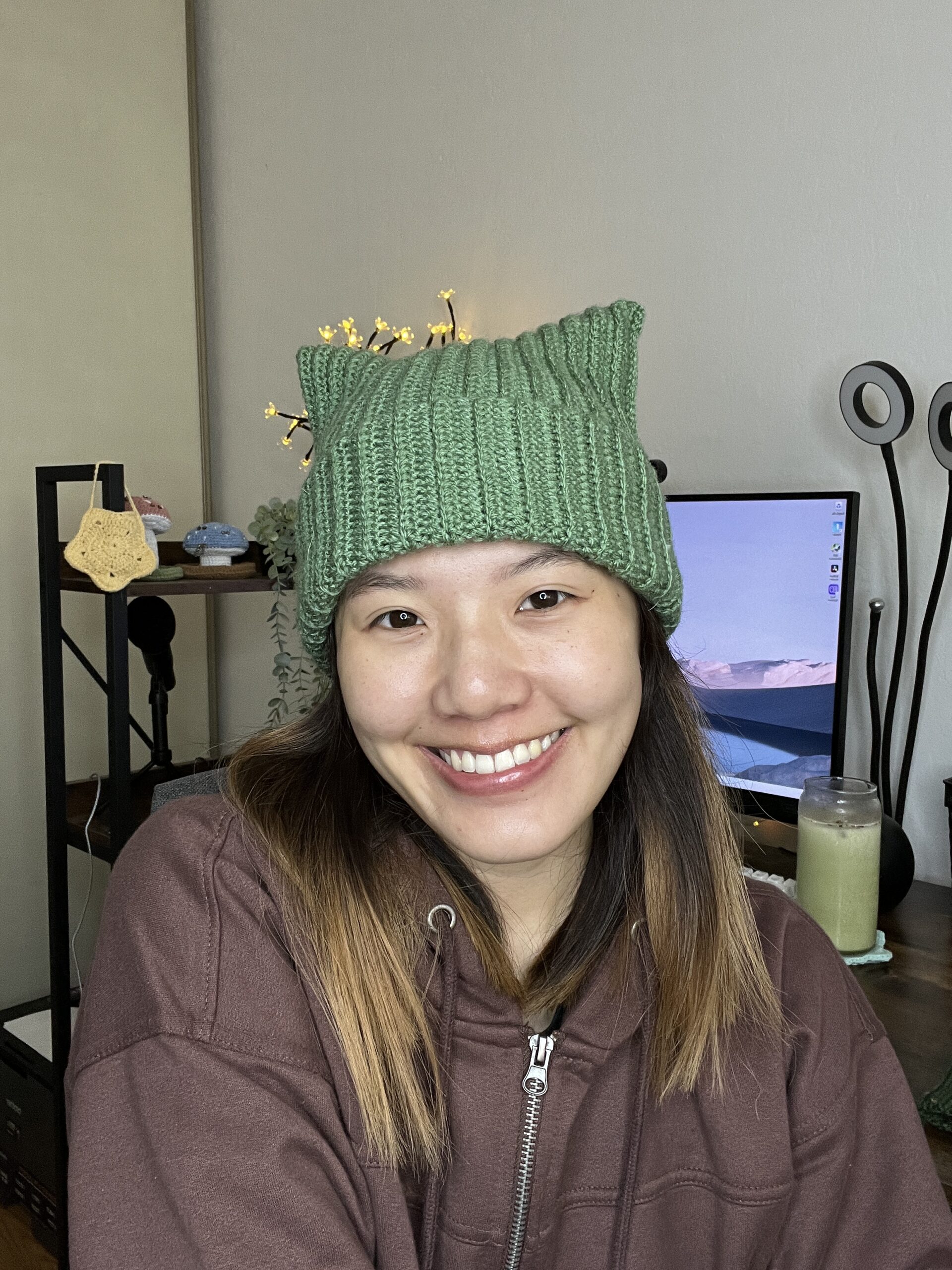 Crochet Cat Ear Beanie Sack Hat Free Pattern Tutorial