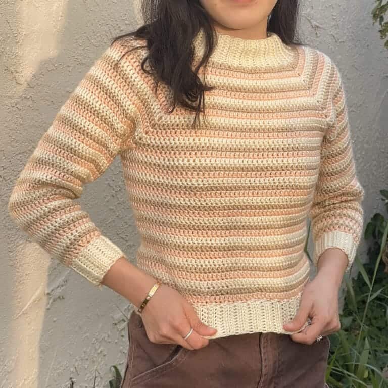 Crochet Striped Raglan Sweater | Free Pattern & Tutorial