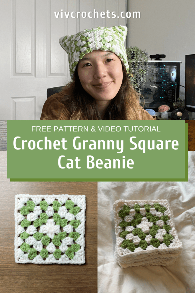 Cat offers Ear Beanie / Granny Square Vest