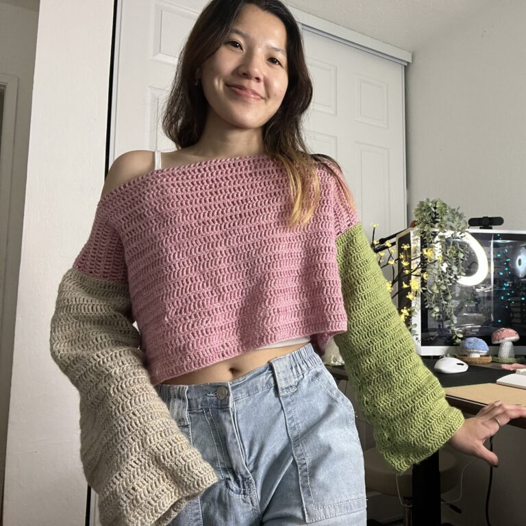 Easy Crochet Off-Shoulder Cropped Sweater | Free Pattern & Tutorial