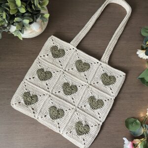 Crochet Heart Granny Square Tote