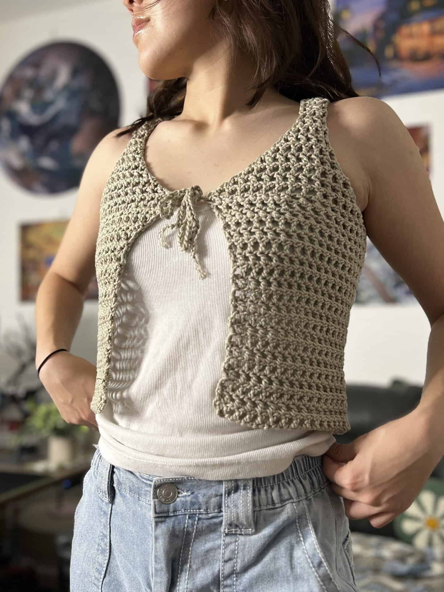 crochet mesh vest
