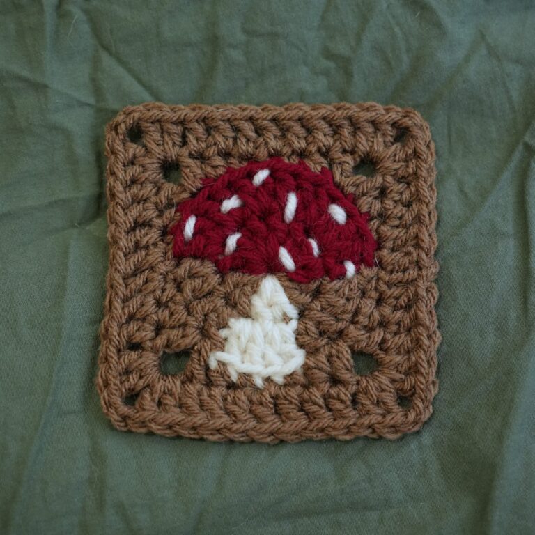 Crochet Mushroom Granny Square | Free Pattern & Video Tutorial