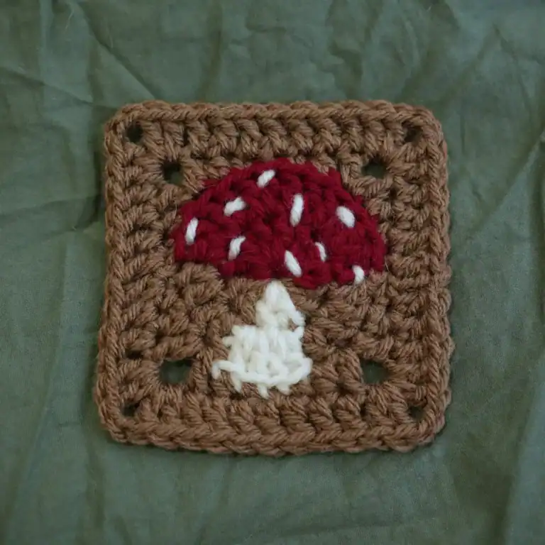 Crochet Mushroom Granny Square | Free Pattern & Video Tutorial