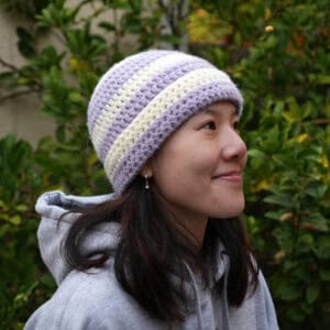 crochet striped beanie side