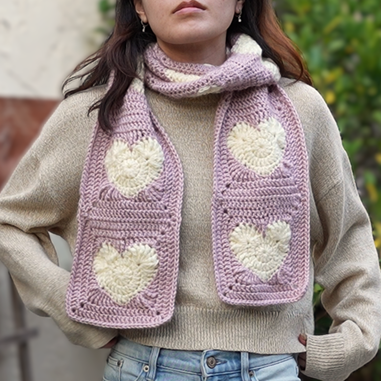 Crochet Heart Scarf | Free Pattern & Video Tutorial