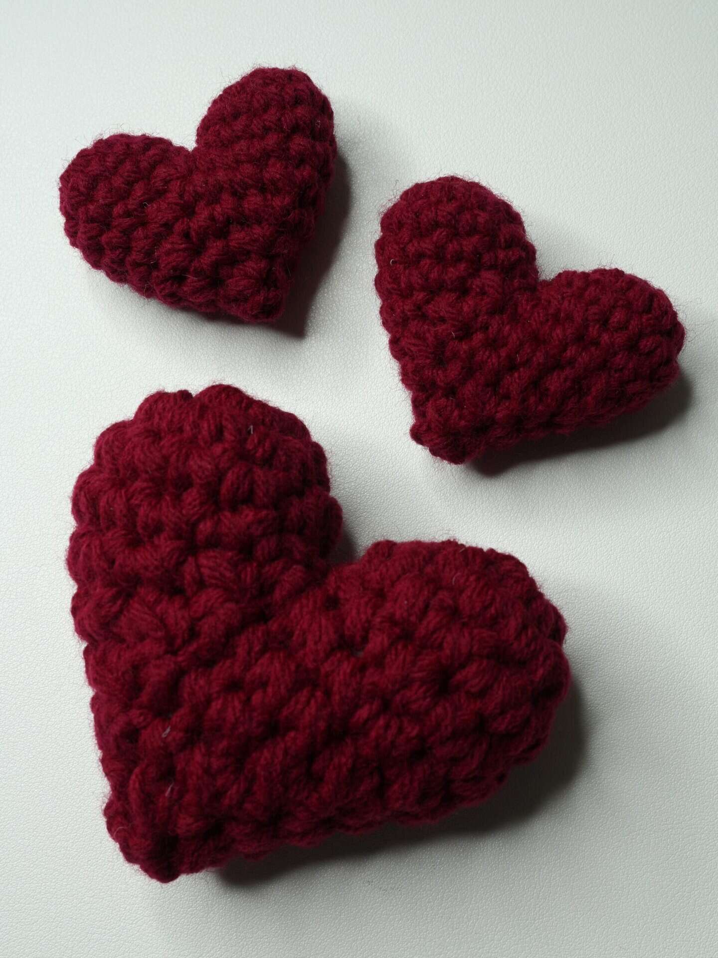 crochet heart amigurumi scaled