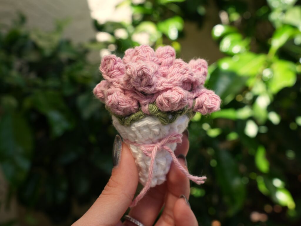 crochet flower bouquet coaster
