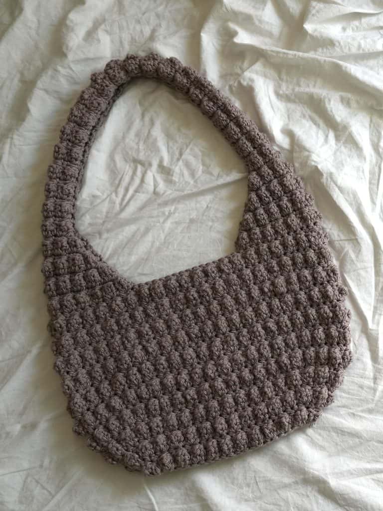 crochet bobble bag flatlay