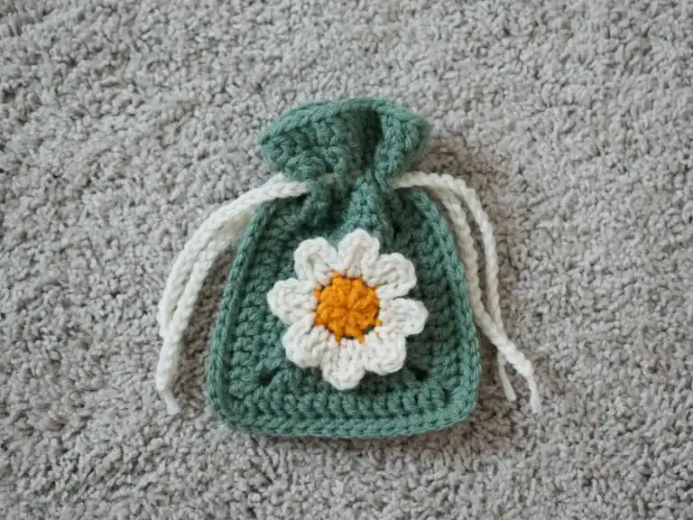 Crochet Flower Drawstring Pouch | Free Pattern & Video Tutorial