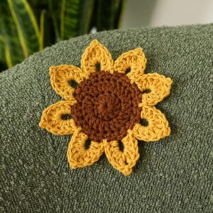 crochet sunflower coaster edited