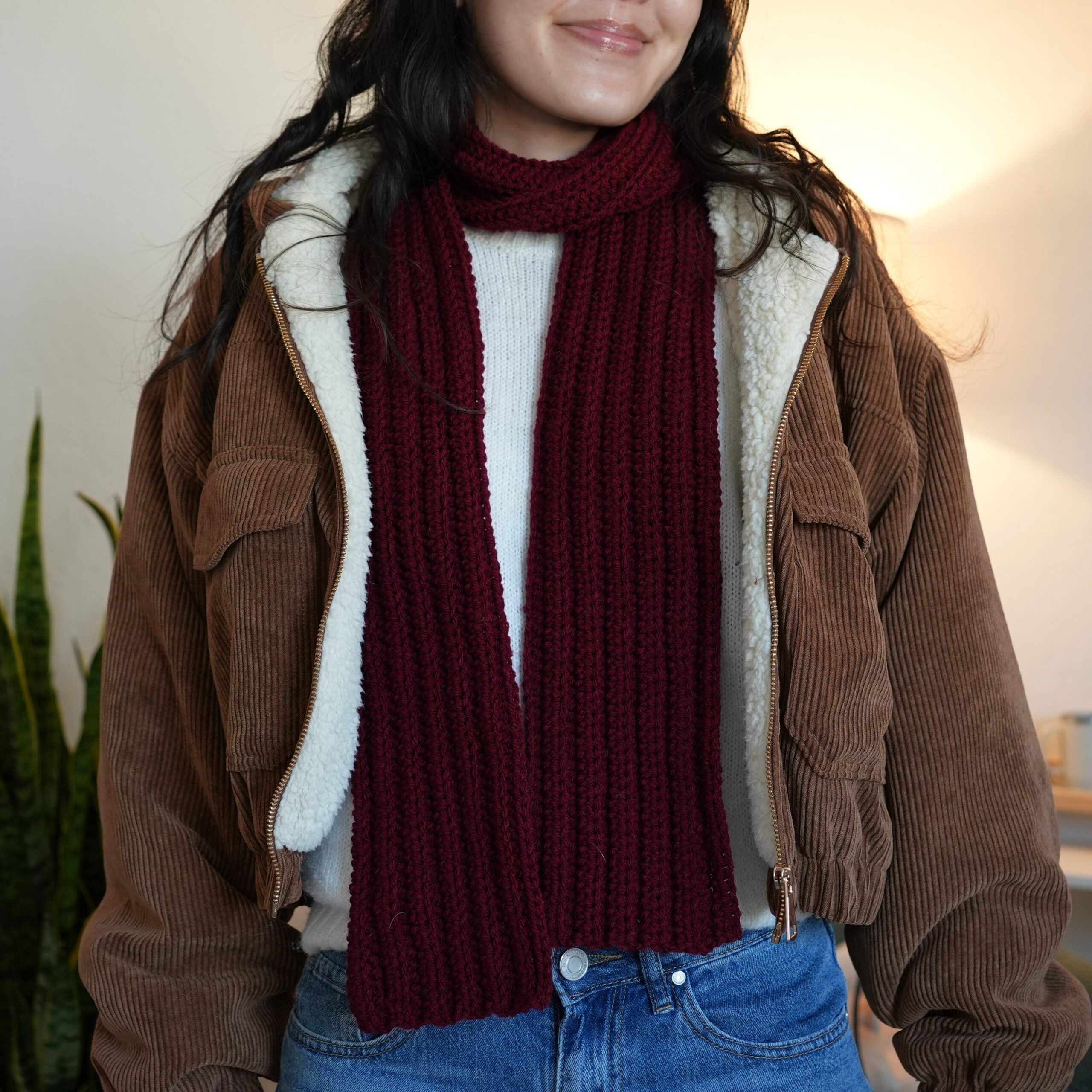 crochet ribbed scarf