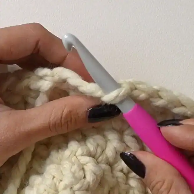 Insert your hook into the front loop of the last stitch