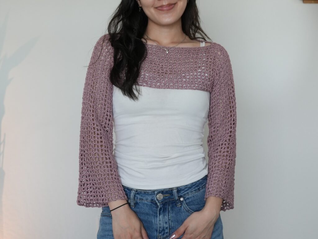 mesh crochet shrug