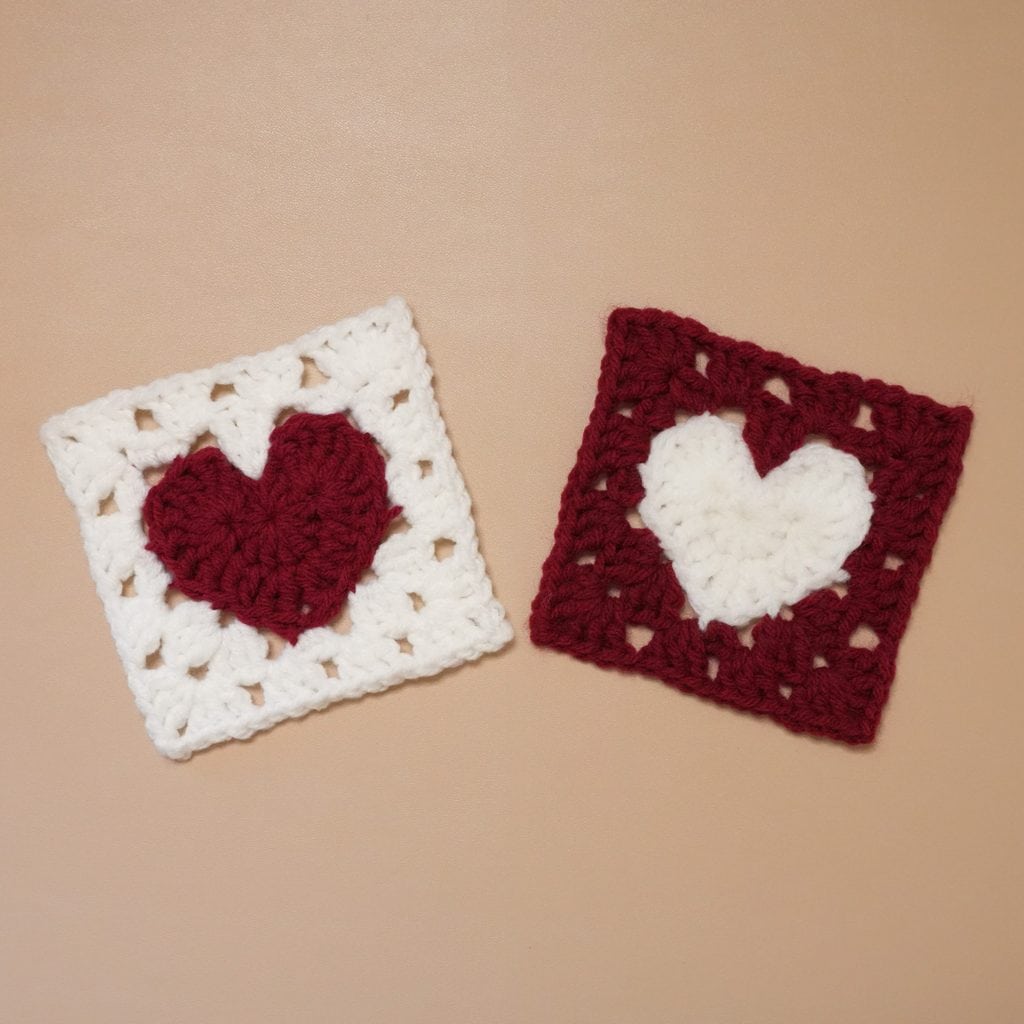 2 heart granny squares