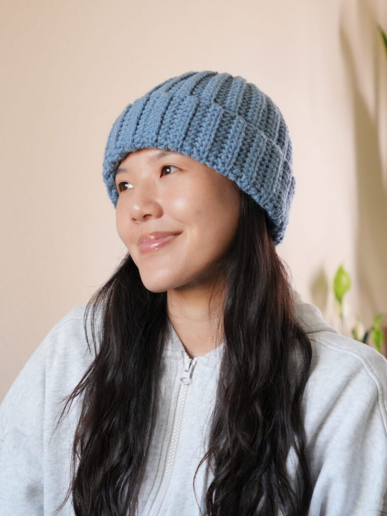 essential crochet beanie side