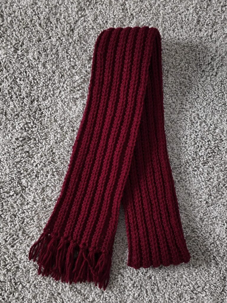 crochet ribbed scarf flatlay 2 edited